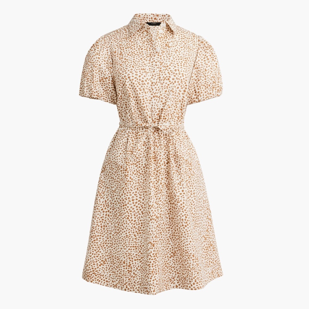 NWT J Crew Short Sleeve Animal Print Collared Mini Dress